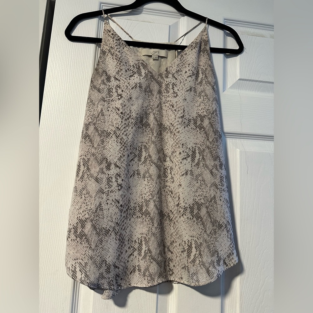 Loft XS Pink Snakeskin Print Silk tank top